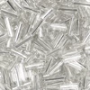 Dlhé koráliky, priehľadné, so strieborným lemovaním, 6 mm - strieborné