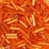 Dlhé koráliky, priehľadné, so strieborným lemovaním, 6 mm - oranžové