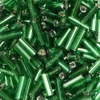 Dlhé koráliky, priehľadné, so striebornou podšívkou, 6 mm - tmavo zelené