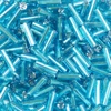 Dlhé koráliky, priehľadné, so striebornou podšívkou, 6 mm - svetlo modré