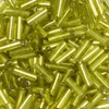 Dlhé koráliky, priehľadné, so striebornou podšívkou, 6 mm - svetlo zelené
