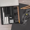 Obraz 5/5 - Čiernobiela sada na kreslenie Cretacolor Wolf Box, 25 kusov, v kovovej krabičke
