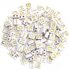Obraz 1/2 - Plastové písmenkové koráliky, 7x8 mm - bielo-zlaté, dve dierky