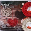 Háčkovacia sada, Anchor Metallic - Srdce, biele zlato, červená, bordová