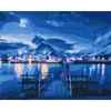Číslovaná omaľovánka v sade, na napnutom plátne, 40x50 cm - Odrazy Aurora Borealis