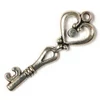Charm kovová ozdoba, 3 ks - kľúč, srdce, 3D