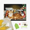 Diamantové mozaikové puzzle, na napnutom plátne, 40x50 cm - Mačka na regáli na knihy