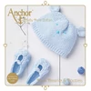 Pletacia sada, Anchor Baby Pure Cotton - Čiapka a topánky, modrá
