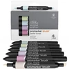 Sada obojstranných alkoholových popisovačov ProMarker Brush - 6 ks, pastelové tóny