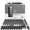 Sada obojstranných alkoholových štetcových popisovačov Promarker Brush - 12+1 ks, neutral tones