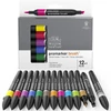 Sada obojstranných alkoholových popisovačov ProMarker Brush - 12+1 ks, živé tóny