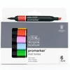 Sada obojstranných alkoholových popisovačov ProMarker - 6 ks, mid tones