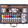 Sada na maľovanie olejovými farbami Talens Van Gogh - Starter Box XL: 12x40 ml + doplnky, v drevenej škatuľke
