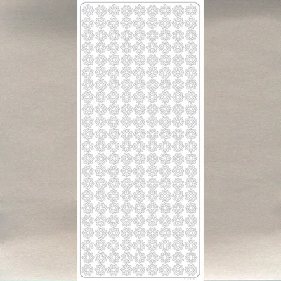 Obrysová nálepka - malé kvety, kvetinový vzor, strieborná, 0208