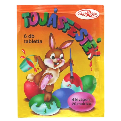 Farbivo na vajíčka - 6 tabliet, 4 vystrihovacie hárky, 20 nálepiek