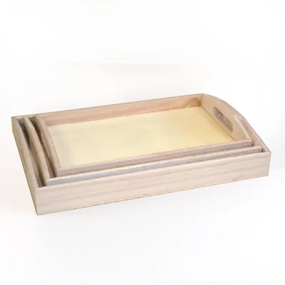 Sada drevených podnosov, 3 kusy - obdĺžnik, 34,5x23x5/32x20,5x4,5/30x18x4 cm