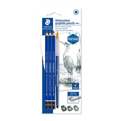 Sada grafitových ceruziek so štetcom, Staedtler, Design Journey, Lumograph, akvarel - 3 ks