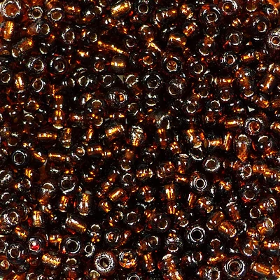 Koráliky, priehľadné, so strieborným lemovaním, 2 mm - hnedé