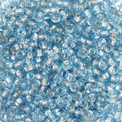 Koráliky, priehľadné, so strieborným lemovaním, 2 mm - svetlo modré