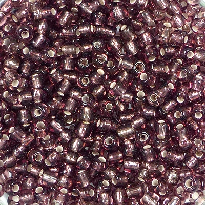 Koráliky, priehľadné, so strieborným lemovaním, 2 mm - fialové