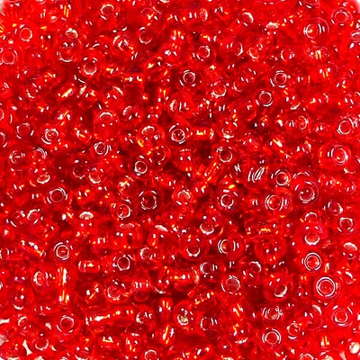Koráliky, priehľadné, so strieborným lemovaním, 2 mm - červené