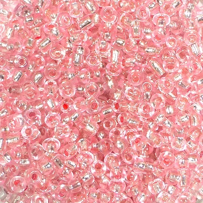 Koráliky, priehľadné, so strieborným lemovaním, 2 mm - ružové