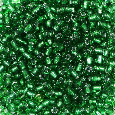 Koráliky, priehľadné, so strieborným lemovaním, 2 mm - tmavozelené
