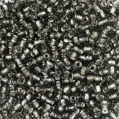 Koráliky, priehľadné, so strieborným lemovaním, 2 mm - sivé