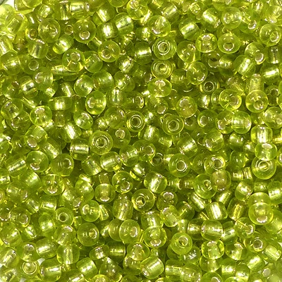 Koráliky, priehľadné, so strieborným lemovaním, 2 mm - svetlozelené