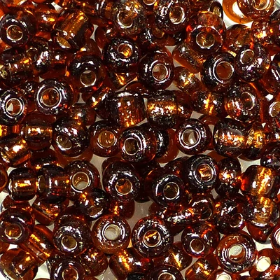 Koráliky, priehľadné, so strieborným lemovaním, 4 mm - hnedé