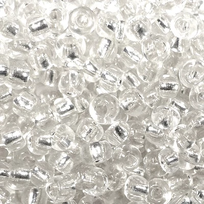 Koráliky, priehľadné, so strieborným lemovaním, 4 mm - strieborné