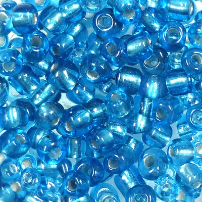 Koráliky, priehľadné, so strieborným lemovaním, 4 mm - stredne modré
