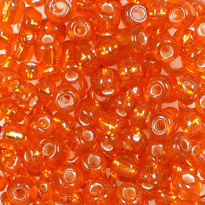 Koráliky, priehľadné, so strieborným lemovaním, 4 mm - oranžové