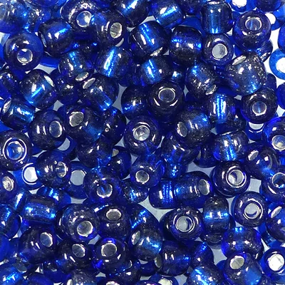 Koráliky, priehľadné, so strieborným lemovaním, 4 mm - tmavo modré