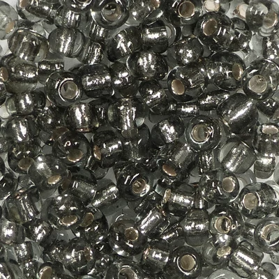 Koráliky, priehľadné, so strieborným lemovaním, 4 mm - sivé