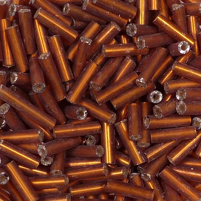 Dlhé koráliky, priehľadné, so strieborným lemovaním, 6 mm - hnedé