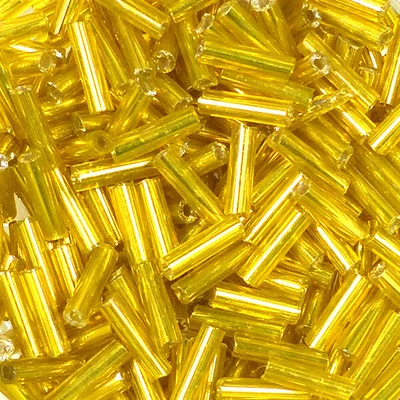 Dlhé koráliky, priehľadné, so striebornou podšívkou, 6 mm - citrónovo žlté