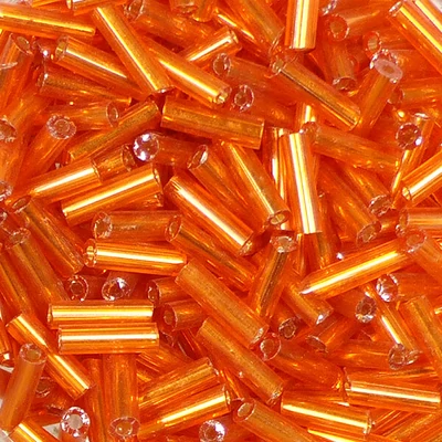 Dlhé koráliky, priehľadné, so strieborným lemovaním, 6 mm - oranžové