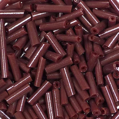 Dlhé koráliky, jednofarebné, 6 mm - hnedé