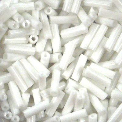 Dlhé koráliky, jednofarebné, 6 mm - biele
