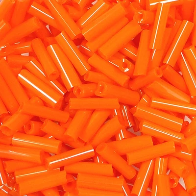 Dlhé koráliky, jednofarebné, 6 mm - oranžové
