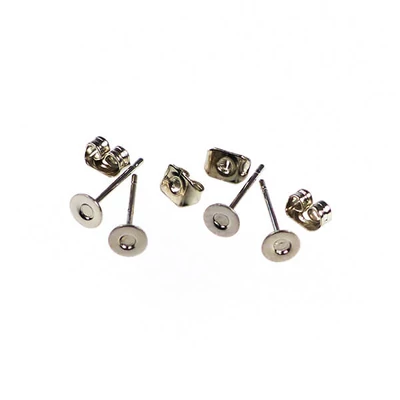 Náušnicový základ, zásuvný - ródiový, 4 mm, 2 páry