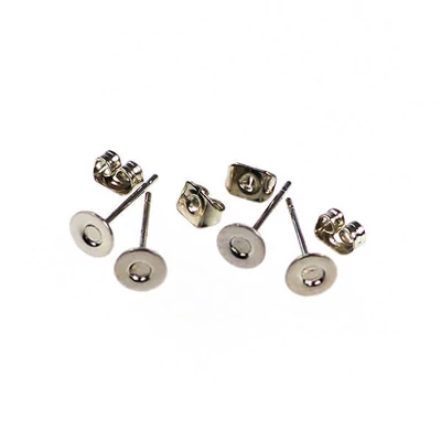 Náušnicový základ, zásuvný - rhodium, 6 mm, 2 páry