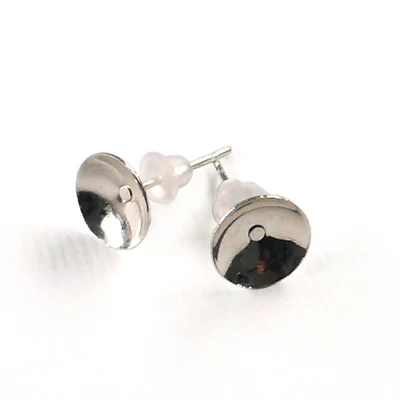 Náušnicový základ, zásuvný, so silikónovým uzáverom, pre 8 mm rivoli, 2 páry