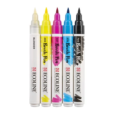 Sada akvarelových popisovačov Talens Ecoline Brush Pen - 5 ks, Primary