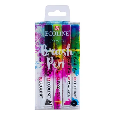 Sada akvarelových popisovačov Talens Ecoline Brush Pen - 5 ks, Primary