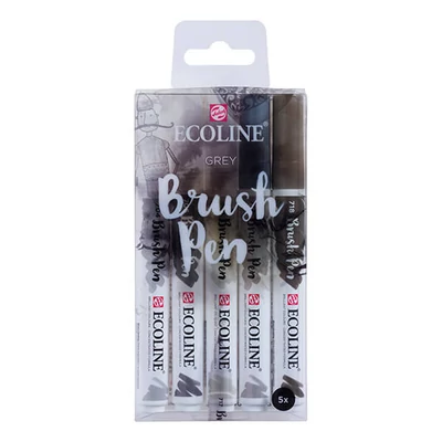 Sada akvarelových štetcových popisovačov Talens Ecoline Brush Pen - 5 ks, Grey