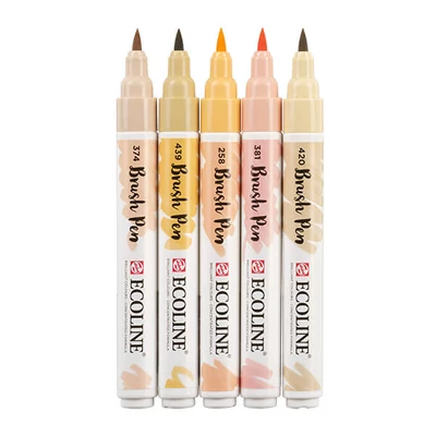 Sada akvarelových štetcových popisovačov Talens Ecoline Brush Pen - 5 ks, Beige-pink