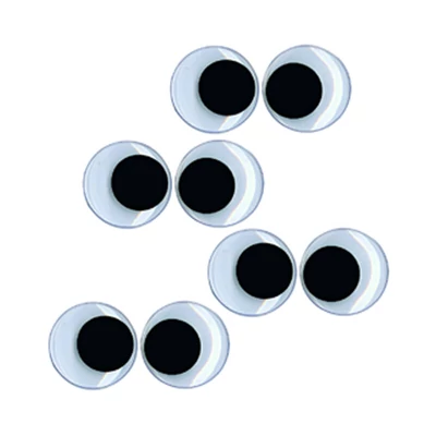 Pohyblivé oko, nalepovacie, okrúhle - 10 mm - 8 ks