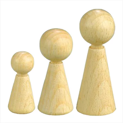 Drevené telo bábiky s hlavou - 1,5x3,6 cm, 1 bábika v tvare kužeľa